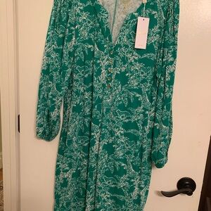 Lilly Pulitzer Fiddle Leaf Green Safari Party Emery Dress sz L BNWT